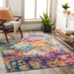 Livabliss Amaya Chlef Abstract Design – Living Room 160x215 cm, Dining Lounge Kitchen Bedroom Use, Modern Marble Look, Soft Luxurious Medium Pile, Fuchsia Mustard