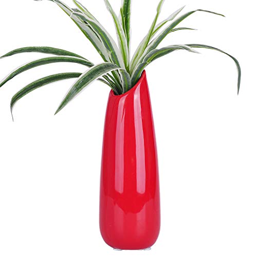 "VanEnjoy 9.4"" Red High Creative Oblique Opening Design Desktop Ceramic Vase Home Office Decoration Vases"