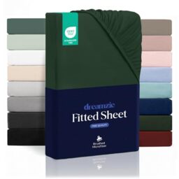 Dreamzie - Fitted Sheet 200 x 200 cm (35 cm) - Ultra Soft Microfibre – Thick Mattress – Oeko-Tex - Comfort, Breathable, Easy Care – Green