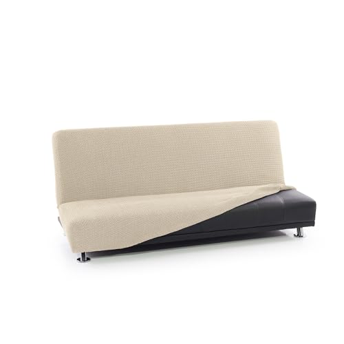 FAVERTI?? Click Clack Sofa Bed Cover 1 Seater 50 to 80 cm - Model NOVELE - Beige - Super Elastic Cover Ideal for Any Sofa Bed - Quality Protector Jacquard Fabric Cotton Feel