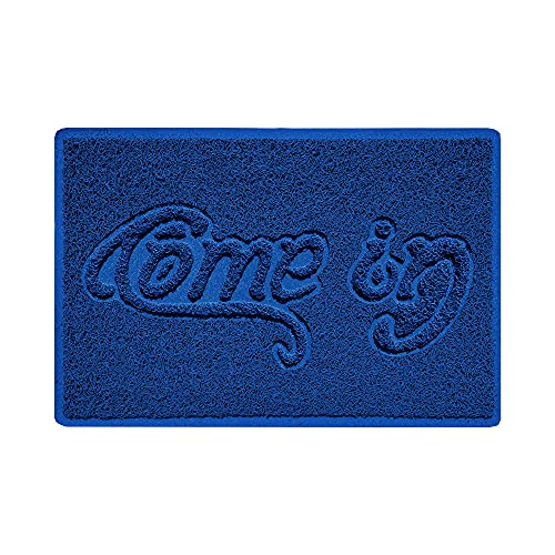 Nicoman COME-IN Embossed Shape Door Mat Dirt-Trapper Jet-Washable Doormat-(Use Indoor or Sheltered Outdoor)- (60x40cm/23.6x15.7inches, Small) Blue