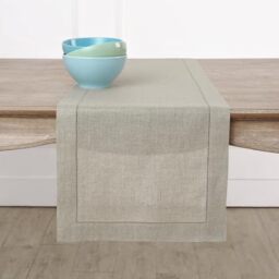 Solino Home 100% Pure Linen Table Runner Natural Hemstitch, 14 x 108 in - for dining, decor, Classic Hemstitch, indoor outdoor, gifting, OEKO-TEX Certified - Fall, Halloween, Thanksgiving, Christmas