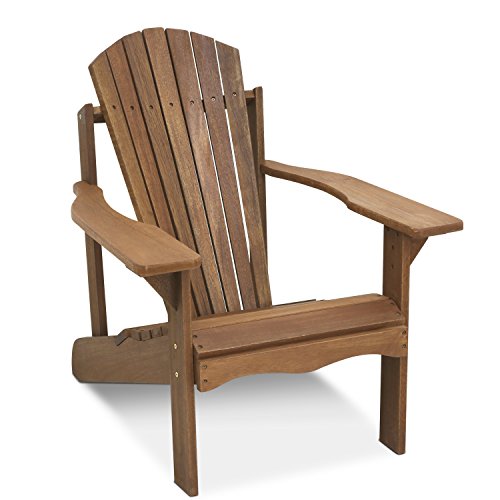 Furinno TIOMAN Patio Chair, Adirondack Outdoor Lawn Chair, Armchair in Teak Oil, for Patio, Garden, Porch, Natural