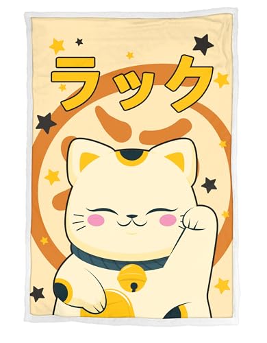 Homadict Maneki-Neko Sherpa Blanket – 100 x 150 cm – Officially Licensed