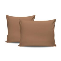 Premium Pillowcase Set (2 Pieces), 80 x 80 cm, 100% Cotton Ranforce, Brown, Envelope Closure, 155 Thread Count, Machine Washable at 30°C, Soft and Durable