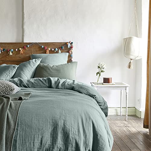 Essix Duvet Cover Washed Cotton Gauze Tenderness Celadon Blue 260 x 240 cm