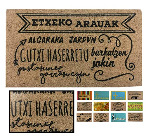 LucaHome – Natural Coconut Doormat, 40 x 70 cm, Non-Slip, Etxeko Arauk Coco Doormat, Absorbent Doormat, Home Entrance, Ideal for Outdoor or Indoor
