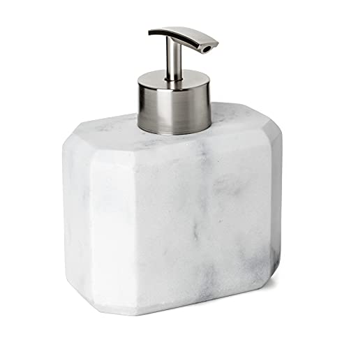 TATAY Soap Dispenser 10.2x6.2x13.2 cm Durable Polyresin Material - Soap Dispenser Bathroom - Dimensions 10.2x6.2x13.2 cm - Durable Polyresin Material - Functional Bathroom Accessory, Marble