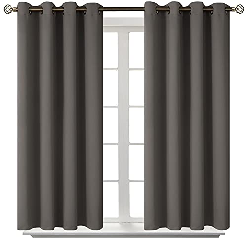 BGment Blackout Curtains for Bedroom - Grommet, Thermal Insulated, Room Darkening Curtains for Living Room, Set of 2 Panels (52 x 45 Inch, Grey)