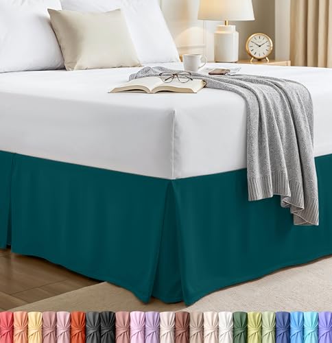 Utopia Bedding Queen Bed Skirt - Soft Quadruple Pleated Ruffle - Easy Fit with 16 Inch Tailored Drop - Hotel Quality, Shrinkage and Fade Resistant (Queen, Teal)