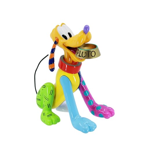 Enesco Disney Britto Pluto with Dog Bowl 95th Anniversary Miniature Figurine, 3.25 Inch, Multicolor
