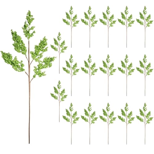 SHATCHI Christmas Tree Small Berry Picks, Glitter Stems, 50cm Green, 18Pcs - Glitter Berry Clusters, Artificial Branches for Wreaths, Garlands, Vases, Table Centrepieces, Festive Floral Arrangements