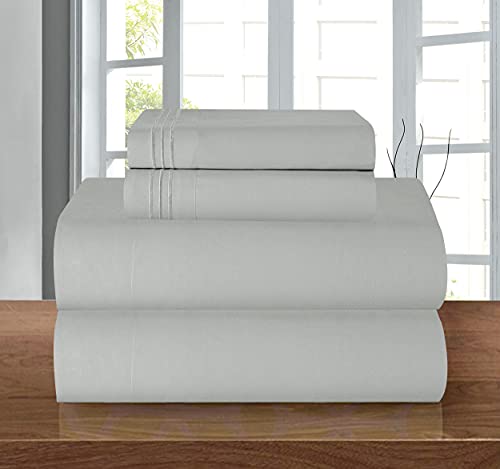 Elegant Comfort Bedding Set, Deep Pocket up to 16inch, Microfiber, Silver Grey, California King