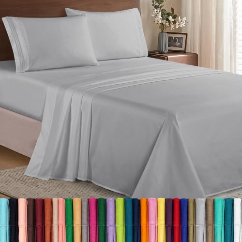 Elegant Comfort Bedding Set, Deep Pocket up to 16inch, Microfiber, Silver Grey, California King