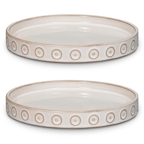 Eightpot Ceramic Plant Saucer, 2 Pack Plant Trays for Pots, 5.6 Inch Plant Pot Saucers for Indoor Outdoors, Round Plants Plates to Catch Water, Boho Decorative Plants Dishes to Catch Water, White