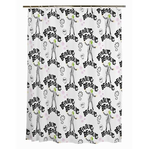 Franco Collectibles Beetlejuice Bath Microfiber Shower Curtain, 70x72, (Officially Licensed Product)