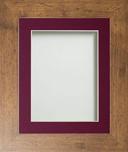 Frame Company Watson Range Rustic 8x6 inch Picture Photo Frame with Plum Mount for Image 6x4 inch *Choice of Sizes* Fitted with Real Glass