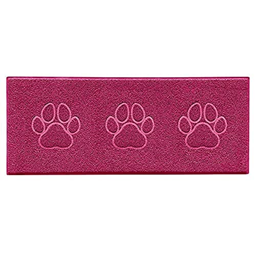Nicoman Triple Paw Embossed Shape Indoor Outdoor Dirt-Trapper Door Mat Washable Barrier Heavy Duty Doormat - (Watertight Rubber-Back, Runner, Pink, 150 x 60cm)