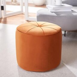 SAFAVIEH Upholstered Ottoman, in Orange, 55 X 55 X 50