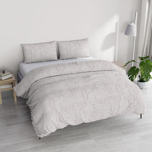 Italian Bed Linen Ida Cotton Double Duvet Cover Set, Made in Italy – Duvet Cover Set – Duvet Cover 250 x 200 cm with Double Flap and 2 Pillow Cases (Double, Diana)