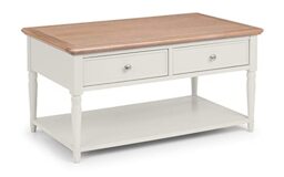 Julian Bowen Provence Coffee Table, 2 Drawer, Oak/Grey - H50 x W100 x D60cm