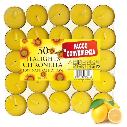 Price's Candles Citronella Scented Tealights - Protects from Unwanted Flies & Insects - Pack of 50