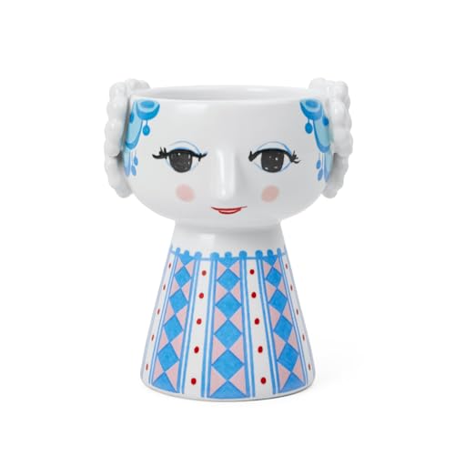 Bjørn Wiinblad Ceramic Eva Candle Holder in the Shape of a Woman in Blue Tones, Ideal for Tea Lights, Height: 9.5 cm, Diameter 8 cm, Blue