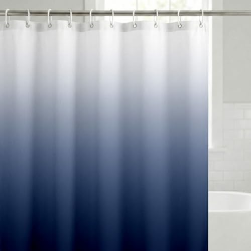 Americanflat 71x74 Blue Ombre Shower Curtain - Water-Resistant Long Shower Curtain with Durable Metal Grommets and 12 Hooks - 100% Polyester