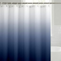 Americanflat 71x74 Blue Ombre Shower Curtain - Water-Resistant Long Shower Curtain with Durable Metal Grommets and 12 Hooks - 100% Polyester