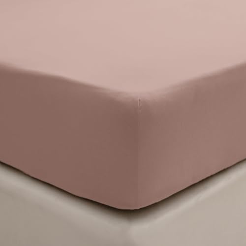 "PURE ERA Jersey Knit Cotton Fitted Bottom Sheet ONLY (No Flat Sheet or Shams) - Deep Pocket Up to 15"" to 20"", Ultra Soft Comfy Breathable Solid Petal Pink Twin XL"