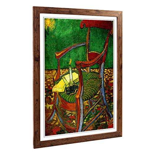 Big Box Art Framed Print of Vincent Van Gogh Gauguins Chair Design - Wall Art Picture - Home Decor for Kitchen, Living Room, Bedroom, Hallway, Walnut, A2 / 24.5x18 Inch / 62x45cm