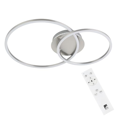 Eglo LED Flush Ceiling Light Palmaves 3, dimmable Lighting with Remote Control, Night Light, Warm - Cool White, RGB, Living Room lamp Made of Aluminium and Plastic, matt Nickel, Silver