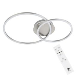 Eglo LED Flush Ceiling Light Palmaves 3, dimmable Lighting with Remote Control, Night Light, Warm - Cool White, RGB, Living Room lamp Made of Aluminium and Plastic, matt Nickel, Silver