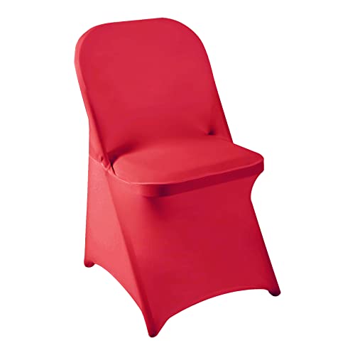 Howhic Folding Chair Covers for Party - 12pcs, Red Universal Spandex Fitted Chair Covers for Wedding, Banquet, Conference