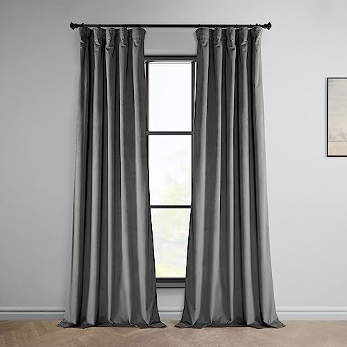 HPD Half Price Drapes Heritage Plush Velvet Curtain, Destiny Grey, 50 X 96