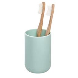 iDesign 28534 Toothbrush Holder for 4 Toothbrushes, Small Toothbrush Stand Made of Plastic, Round Bathroom Organiser Also for Electric Toothbrushes, Light Blue, 7.6 cm diameter x 11.4 cm