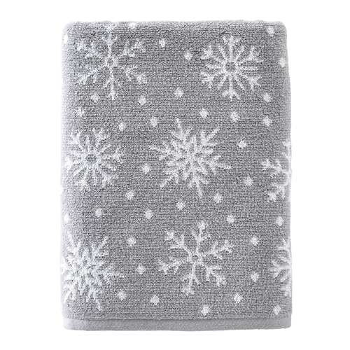 SKL Home Winter Scattered Snowflakes Bath Towel, Gray