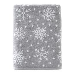 SKL Home Winter Scattered Snowflakes Bath Towel, Gray