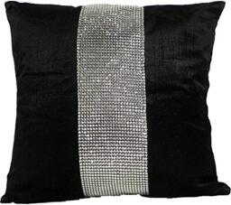 Emma Barclay Eclat - Diamante Panel Velvet Cushion Cover in Black - 22x22 (50x50cm)
