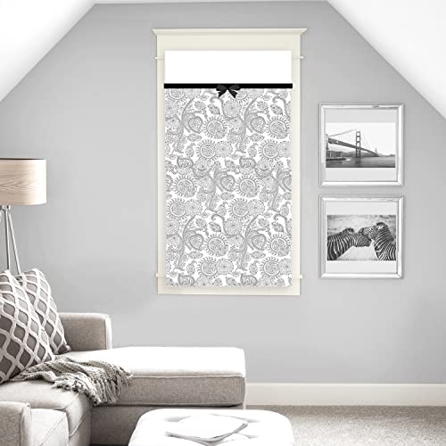 Soleil d'ocre Half Curtain, Cotton, Black, 45 x 90 cm
