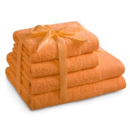 AmeliaHome Set 4pcs 2 Towels 50x100 cm and 2 Bath Towels 70x140 cm 100% Cotton Absorbent Orange Amari