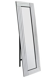 MirrorOutlet Large Modern Triple Edge Venetian Free Standing Cheval Mirror 5FT X 1FT4, Silver, 150x40,SWS038