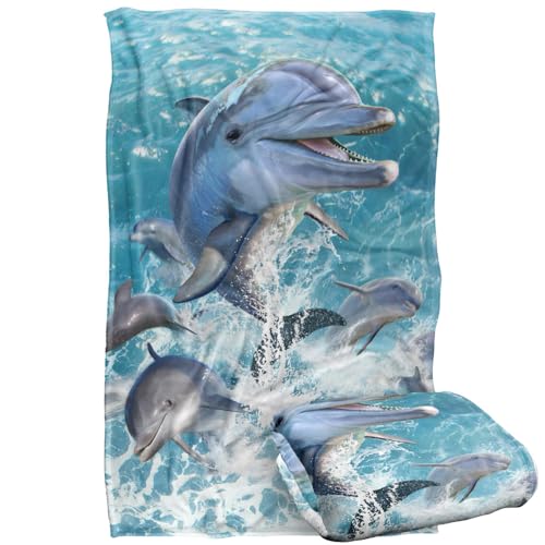 Jq Licensing - Jlo Dolphins Jumping Silky Touch Super Soft Throw Blanket 91 x 147 Cm