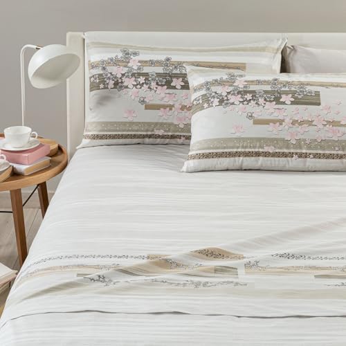 Caleffi - Double Bed Set with Double Bed Sheets 100% Cotton 240 x 280 cm, Double Fitted Sheet 180 x 200 cm for Mattress 25 cm High, 2 Pillow Cases for Bed 50 x 80 cm