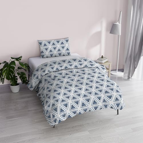 "Italian Bed Linen ""Fantasy"" Duvet Cover, Printed Microfibre, Triangoli, Single"