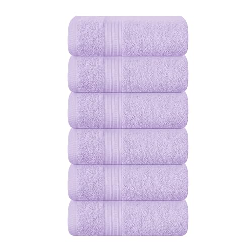 BOUTIQUO Ultra Soft Cotton 6 -Piece Hand Towel Set 16x24 Inch, Ideal for use in Bathroom, Kitchen, Gym, Spa & General Cleaning, Compact & Lightweight Multi Purpose Hand Towels - Purple