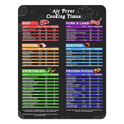 "Air Fryer Sheets - Air Fryer Cheat Sheet - 8.5"" x 11"" Air Fryer Cooking Times Chart, Airfryer Cooking Guide, Air Fryer Magnetic Cheat Sheet, Air Fryer Must Haves, Air Fryer Times - Air Fryer Magnet"