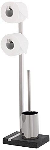 Blomus Menoto 68623 Toilet Butler Toilet Roll Holder and Toilet Brush - Made of stainless steel and polystone, robust and stable in everyday life, dimensions 20 x 15 x 71.5 cm