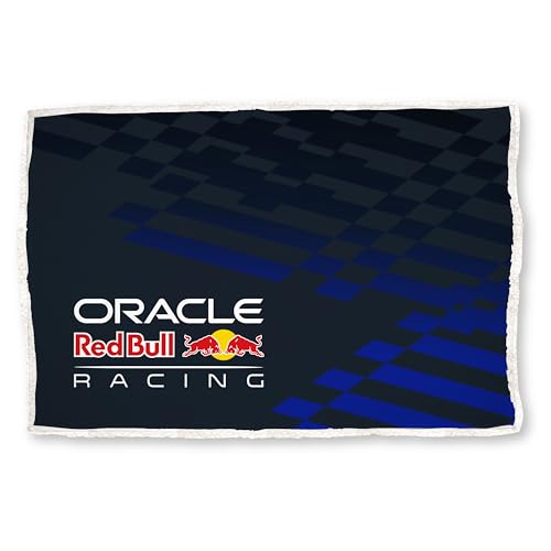 Oracle Red Bull Racing Officially Licensed Fleece Blanket - Gradient Design With Sherpa Reverse - Formula One Super Soft Warm Throw - Perfect For Bedrooms, Camping & Sleepovers - 120x150cm