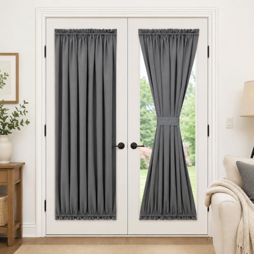Aquazolax Noise Reducing Solid Blackout Patio Door Curtain Panel, 1 Piece, 54 by 72-Inch, Light Grey